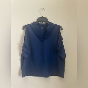 SHEIN Deep Blue V-Neck Blouse